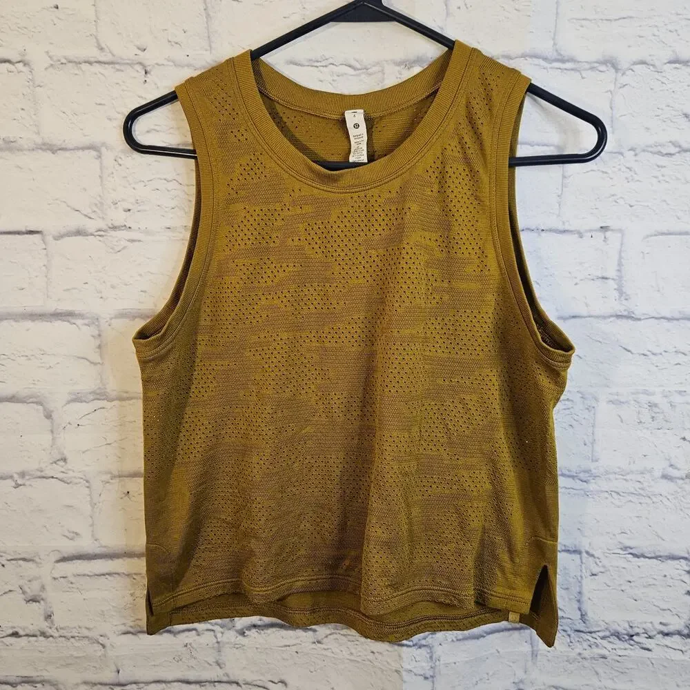 Lululemon Women Brown Train to Be Tank Perforated Sleeveless Top 4